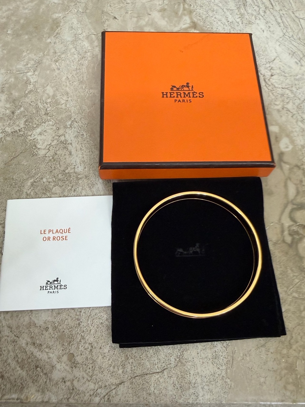 Hermès Les Clés Pink Enamel Bangle Bracelet Rose Gold Plated Size 65 - Picture 2 of 6